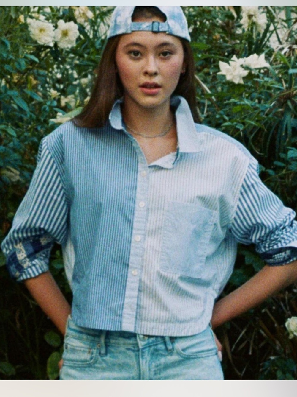 American Eagle Cropped Button Up